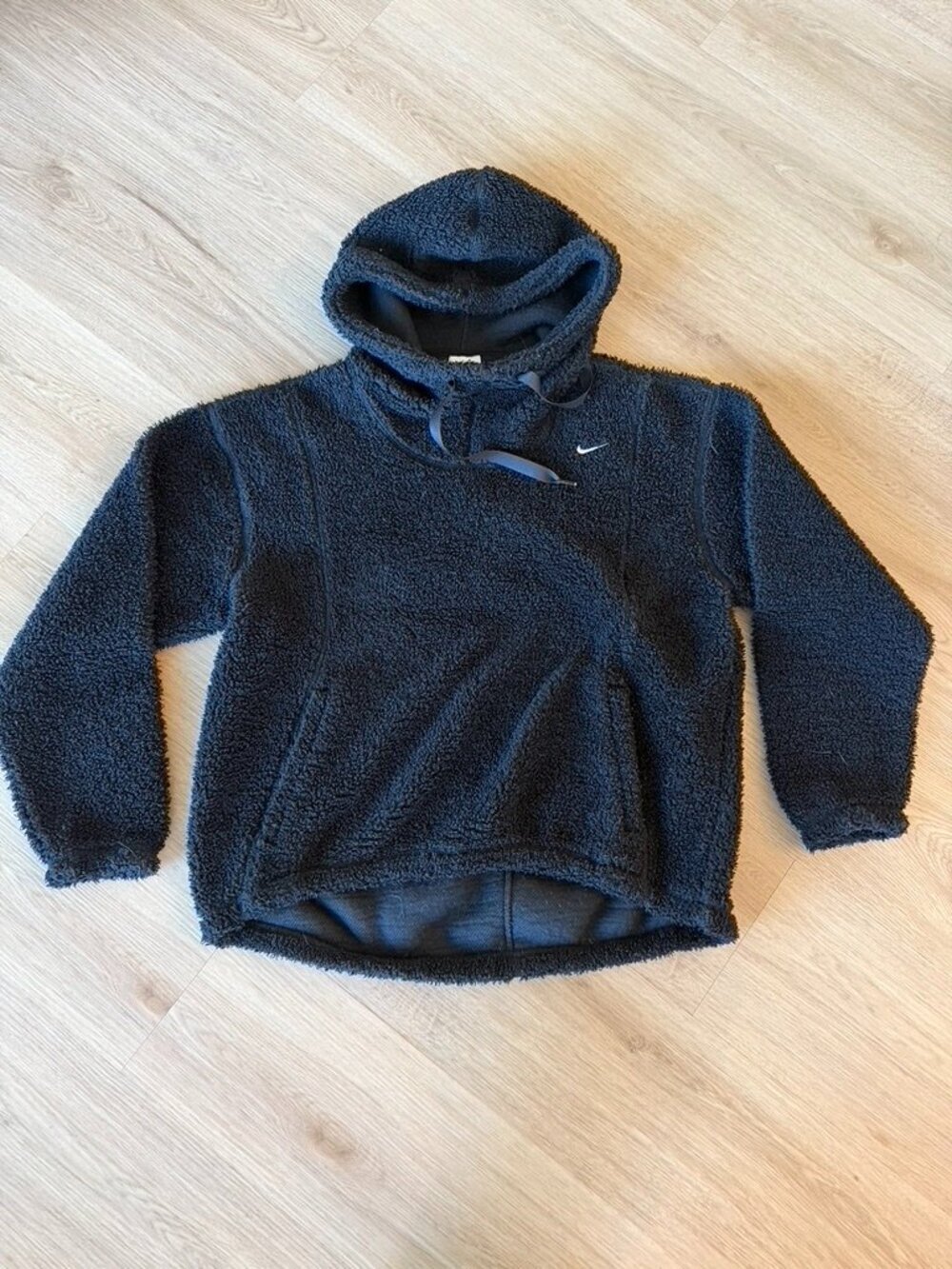 Nike Sherpa Teddy Training Hoodie Hooded Sweatshirt Black Size XS